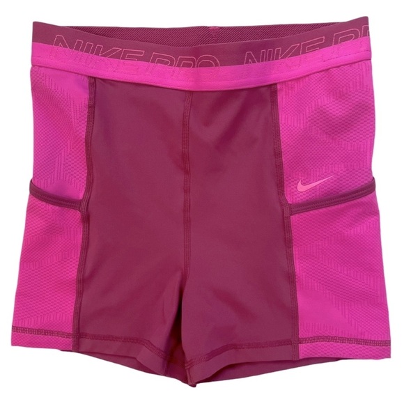Nike Pro Dri-FIT Compression Bike Shorts Pink/Burgundy Women’s Size Small - Picture 3 of 4